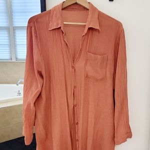 Beach Cover Up Long Sleeve Button Down